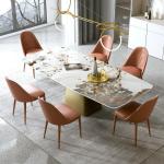 Height 0.78M Light Luxury Stainless Steel Marble Dining Table For Six