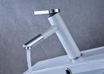 White Painting Bathroom Basin Faucets ROVATE Swivel Spout Deck Mounted
