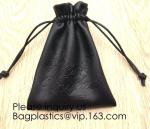 Black Color PU Leather Double Drawstring Protection Headphone Pouch Bag