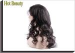 Virgin Human Hair Front Lace Wigs Loose With Baby Hair Around , Elastic