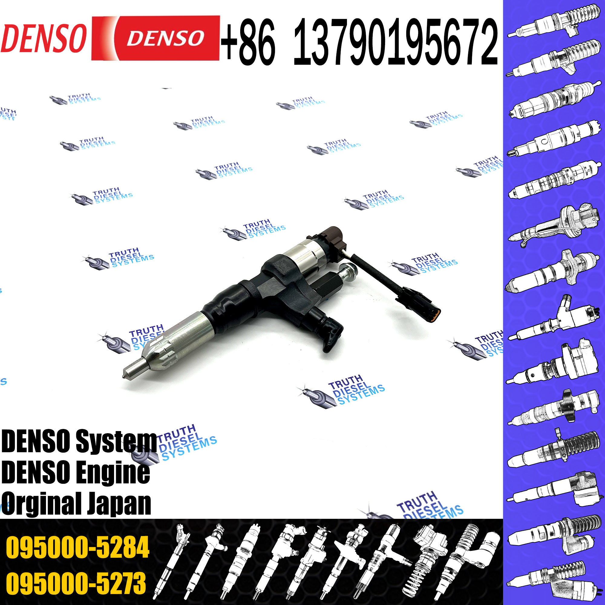 common rail fuel injector 095000-5280, 095000-5283, 095000-5284 for Truck J08E 23910-1360, 23670-E0291, 23670-E0290