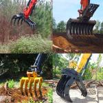 Heavy Duty Excavator Grapple Rake , Root Bucket For Excavator CAT320