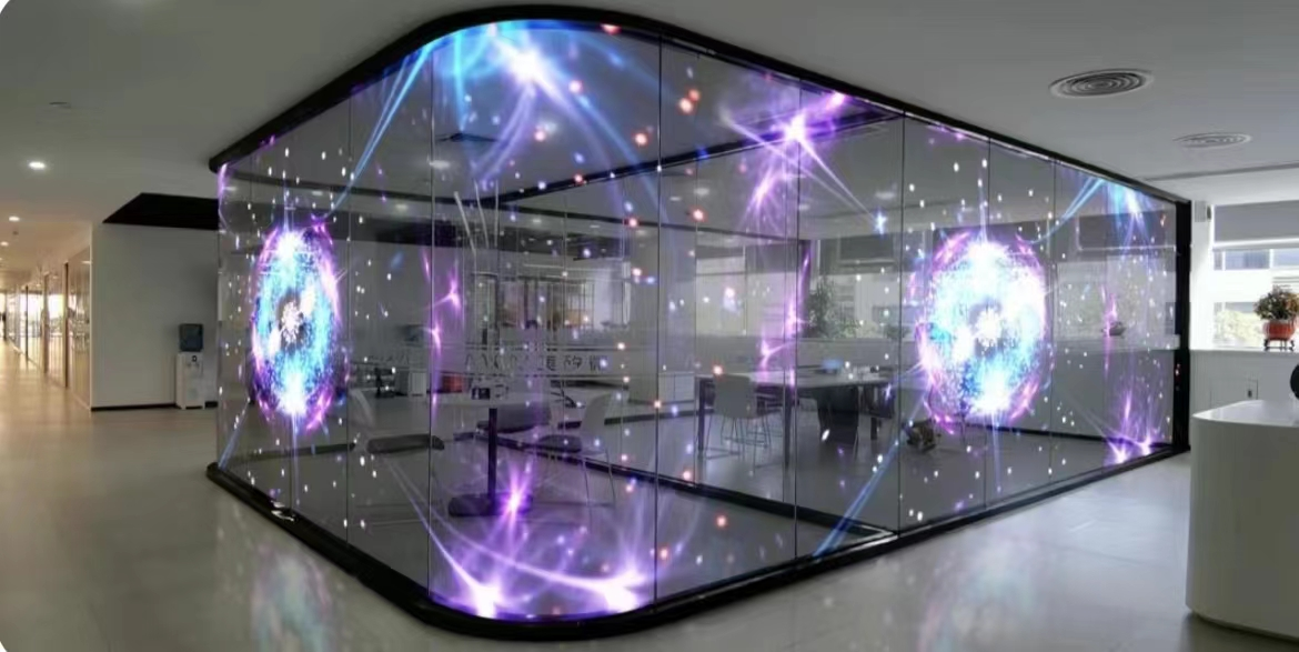 Customized Indoor Window LED Screen Displays LED Transparent Film Holographic Display Screen