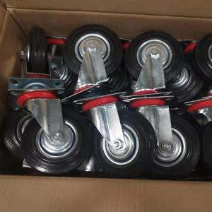 China 3 Bolt Hole Rubber Casters Swivel Industrial Castor Wheels With Dust Covers on sale