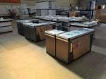 Morden Register Checkout Counter , ODM Supermarket Cashier Desk With Conveyor