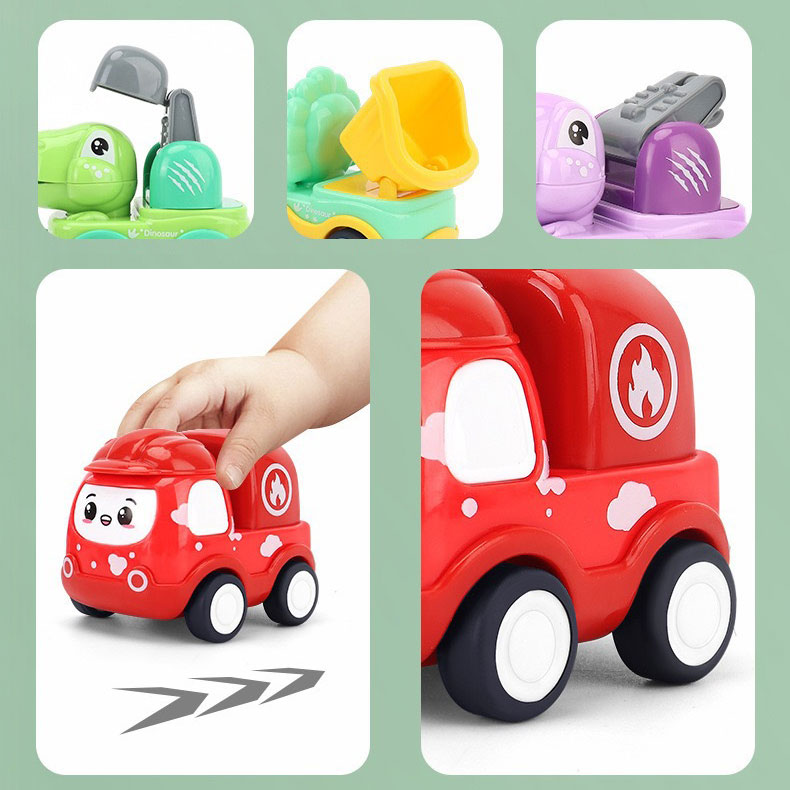1 32 Scale Mini Q Cute Rescue Alliance Team Cartoon Inertia Power Car Dinosaur Car Toy