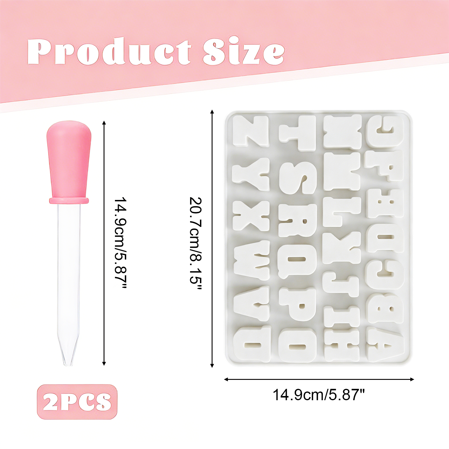 20.7 14.9 1.8cm Eco Friendly Silicone Mold Lowercase Letters Number Design Cake Pops Cookies Candy Ice Cube Plaster Casting