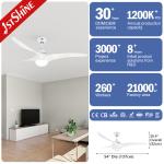 Energy Saving 52 Inch White Ceiling Fan with 3CLR LED Light and 3 ABS Plastic