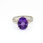Sterling Silver Ring with 9mmx11mm Oval Blue Topaz Cubic Zirconia(F63)