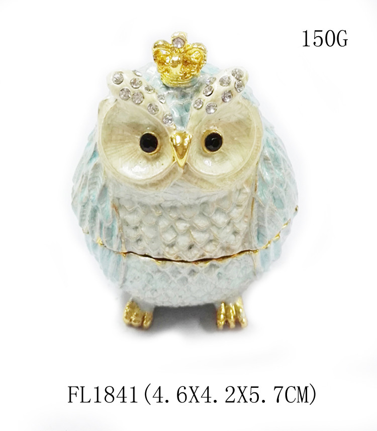 Bird metal jewelry box owl trinket boxes alloy animal bird trinket jewelry box