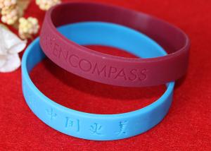 Wholesale Lettering Debossed Silicone Wristbands , Rubber Promotional Bracelets Smooth Edge from china suppliers