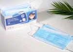 Adult Blue White Disposable Mouth Mask With Flexible Adjustable Earloops
