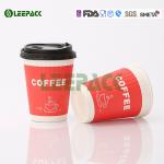 Custom logo printed disposable paper hot drink coffee tea cups with lids