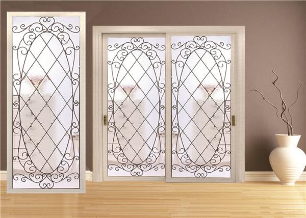 Quality Double Pane Sliding Glass Door Hollow Stained Glass Panels Air / Argon Insulating for sale