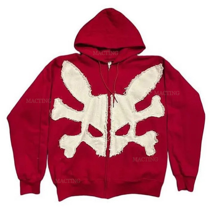 Cotton French Terry Embroidery Acid Wash Vintage Unisex Distressed Patch Applique Hoodies