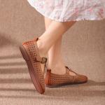 HZM012 Shoes Women'S Summer New Style Hollow Breathable Leather Ladies Single