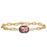 Magnetic Buckle Twist Chain Link Bangle Bracelet With Silver Plated Octagon