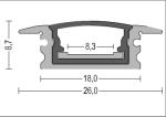 Profil Aluminium 2m length W18mm*H8.7mm Waterproof LED Channel for Decoration