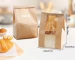 Large Grease-Proof Bread Snack Kraft Paper Bag with Front Window Eco Friendly