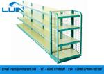 Assemble Green Supermarket Display Racks Metal Grinding Back Panel
