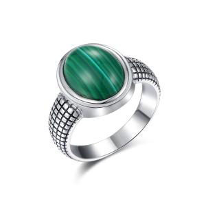 Wholesale 925 Sterling Silver Malachite Ring Round Shaped Malachite Wedding Rings For Womens from china suppliers