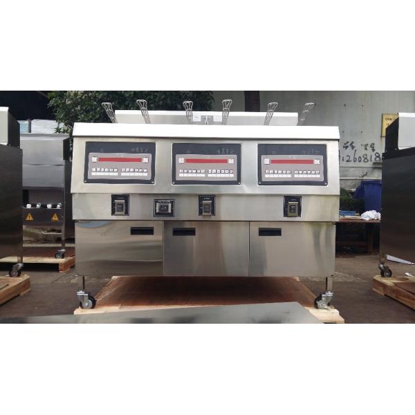 Three Pots Six Baskets Electric Digital Computer Panel Open Deep Fryer With Oil Filtration