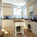 Free Standing MDF Kitchen Cabinets Quartz / Granite Countertop Easy For Cleaning