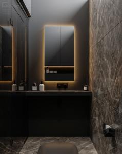 Wholesale Customized All Black Bathroom Cabinet with Mirror Cabinet and Side Cabinet from china suppliers