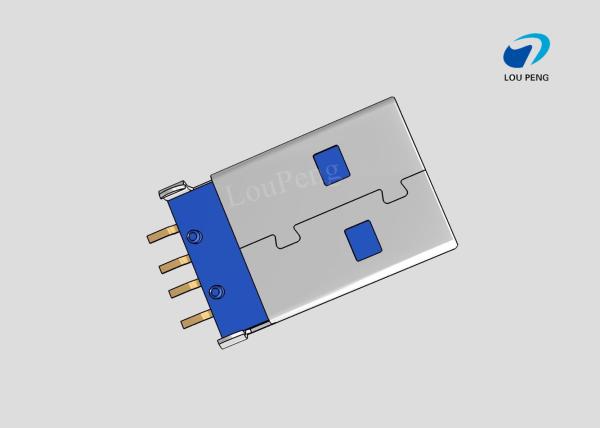 3.0 USB connector 4PIN AF SMT BLUE BOTH SIDES FIXED PIN IS STRAIGHT FOOT Gold