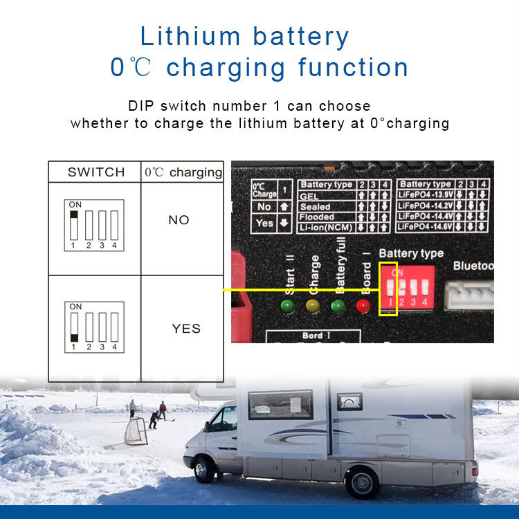 DC12V to DC24V Solar battery charger controller For RV Boat lithium gel battery