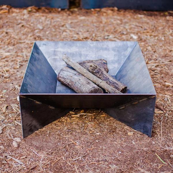Outdoor Rust Corten Steel Geometric Fire Pit Wood Burning