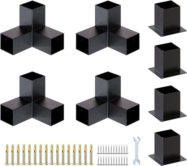Modular Sheet Metal Fabrication Pergola Steel Bracket Kits with Elevated Wood