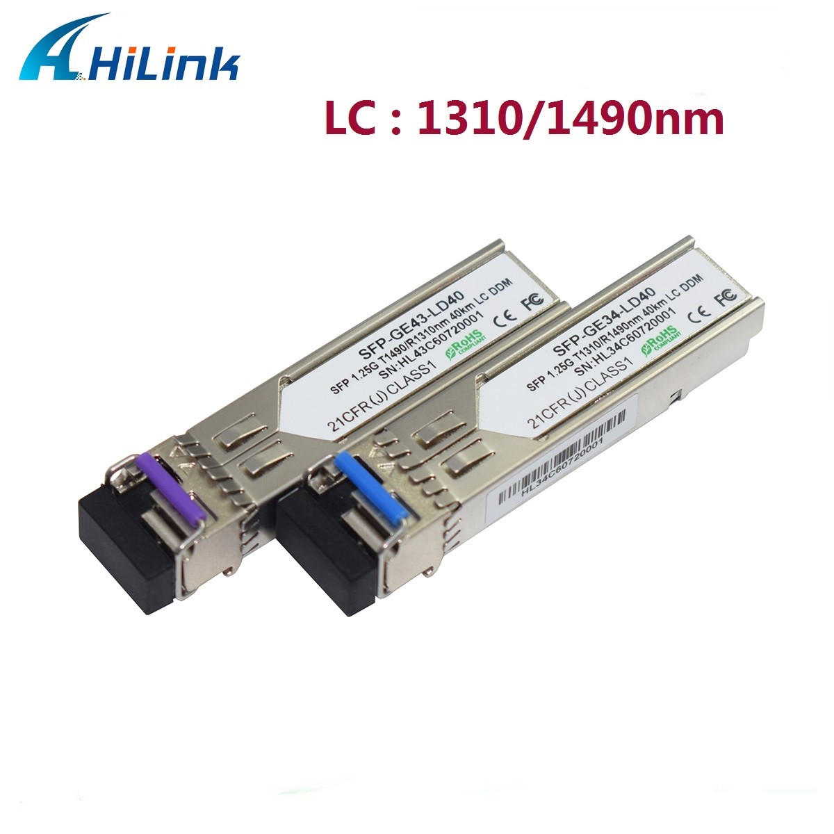 Single Fiber SFP Transceiver 1.25G 1310/1490nm 40KM SC/LC Simplex WDM Modules
