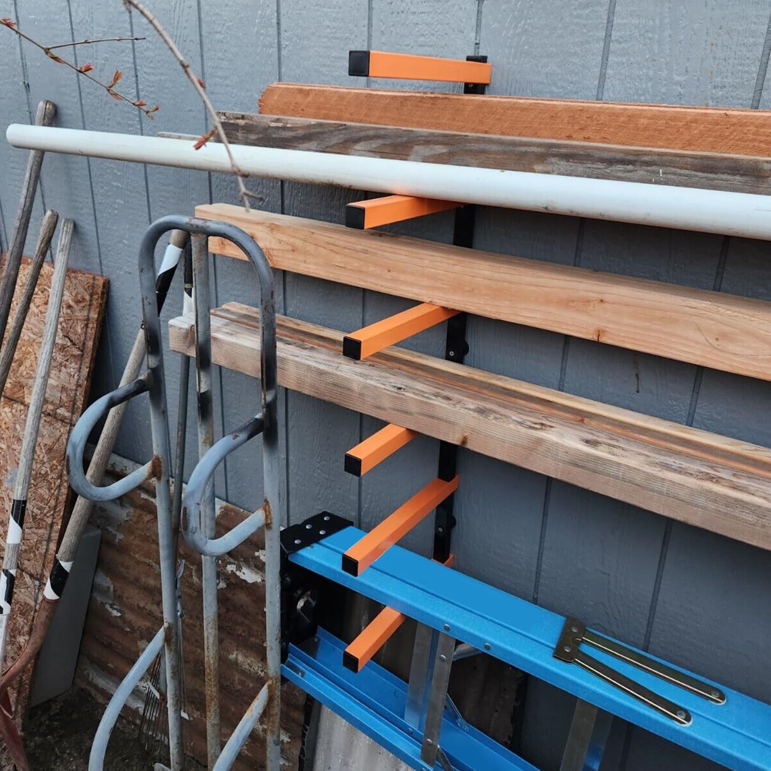 Powder Coated 6-Tier Lumber Storage Rack for Space Saving and Organized Wood Storage