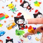 Children Cartoon Sticker Label Die Cut With Laser Silver Stamping