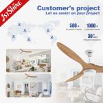 1stshine Wooden Blades Ceiling Fan with Light and 3000k/4000k/6000k Color