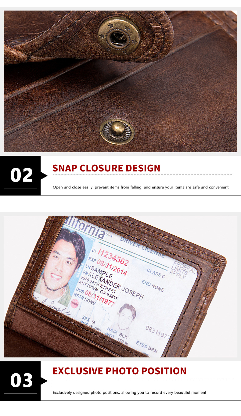 Customizable Men's Genuine Leather Card Holder Wallet with Anti-Theft Protection