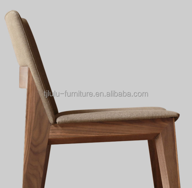 Simple Design Restaurant Living Room Fabric Dining Chair with Adjustable Backrest and Indoor Wood Legs