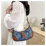 FRENCH FASHION CASUAL UNDERARM BAG WOMEN 2024 NEW TEXTURE BAGUETTE BAG SIMPLE