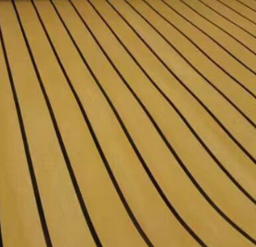 Golden Black Striped EVA Boat Deck Matts , Straight Groove Non Slip Mats For
