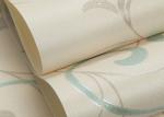 Embossed Vinyl Interior Decorating Wallpaper , Silver and Green Contemporary