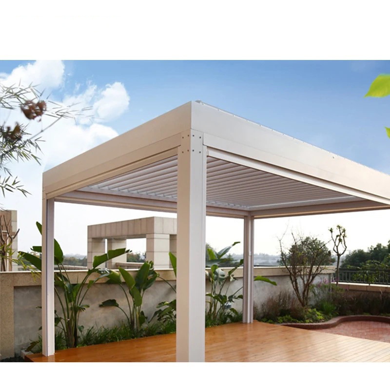 Automated Louvered Pergola Sunshade Protection Waterproof, With Netting