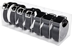 Wholesale Clear Acrylic Belt Organizer Tie Storage Holder With 7 Compartments Display Case from china suppliers