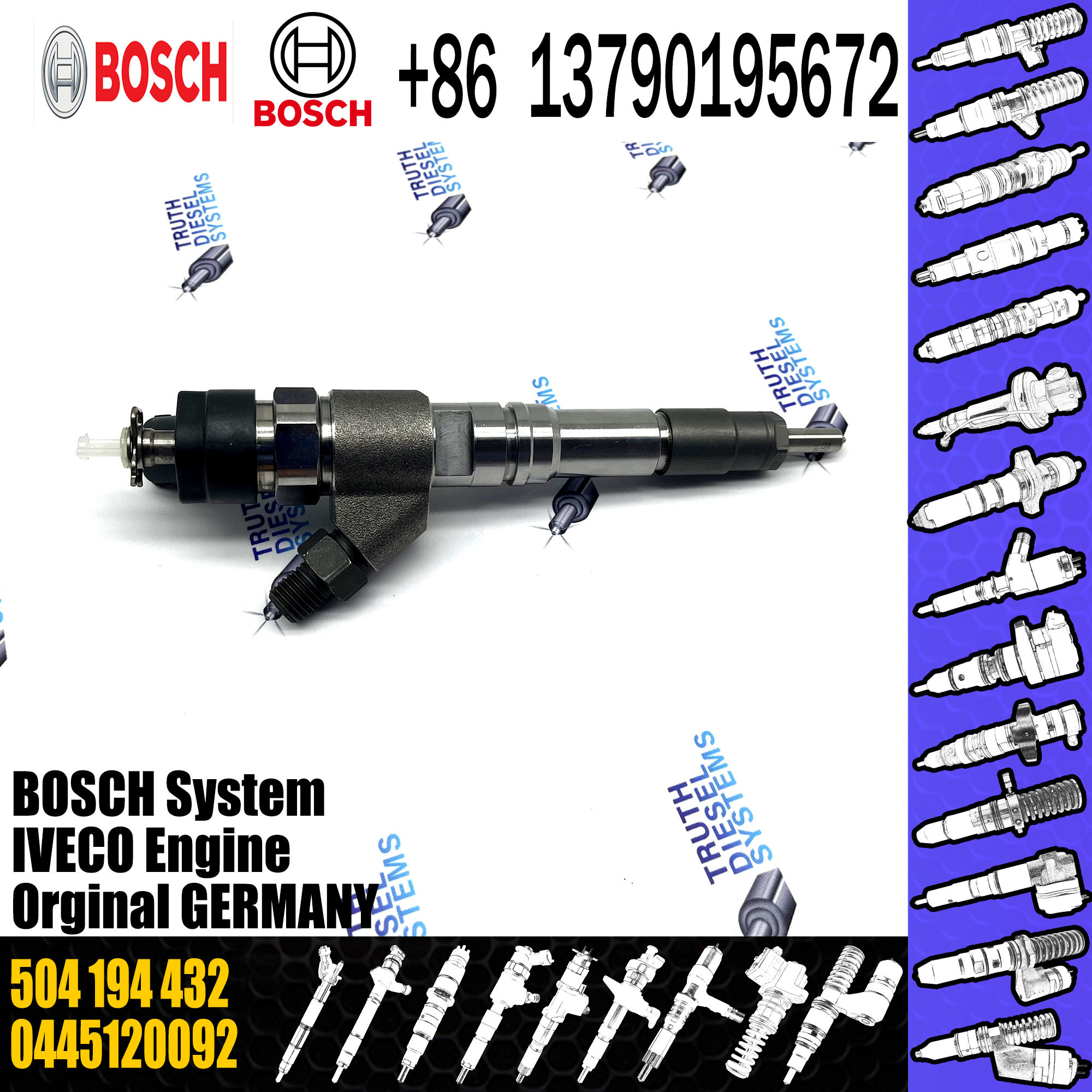 High Quality New Diesel Fuel Injector 504194432 0445120092 For IVECO/NEW HOLLAND/FIAT/CASE IH