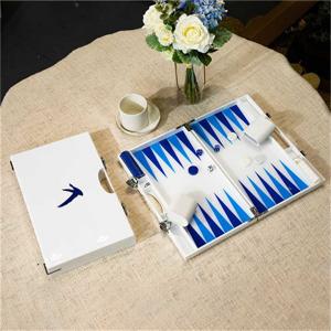 China Blue Backgammon Dice Blue Laquer Mini Portable Travel Lucite Backgammon Set on sale