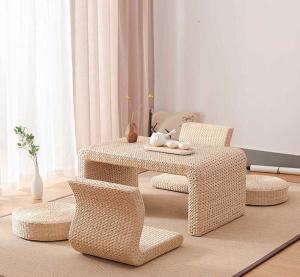 Wholesale The Cane Makes Up Tea Table Natural Straw Woven Floor Table Natural fiber Window Table from china suppliers