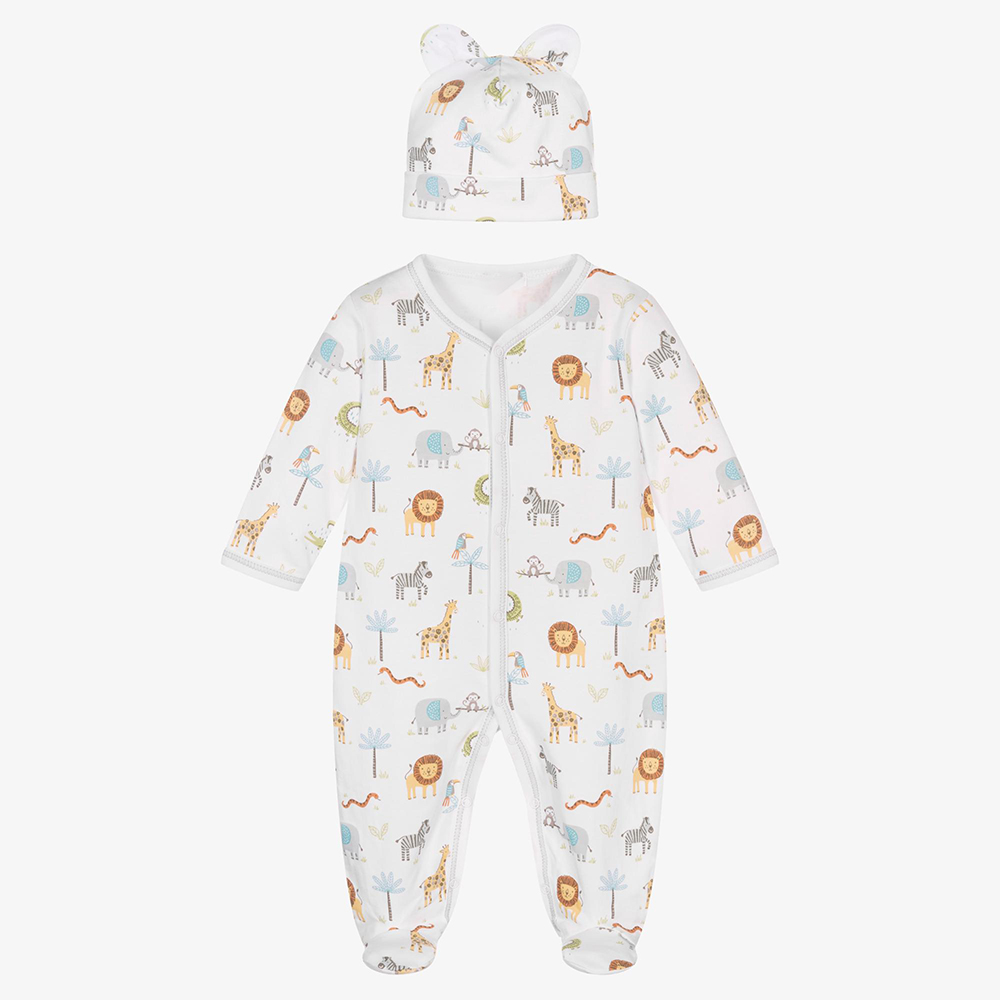 Autumn Newborn Baby Romper with Hat 2pcs Set Long Sleeved Printed Cotton Infant Girl Boy One-piece Jumpsuit