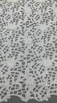 Crochet Lace Fabric White Sequin Embroidered Lace Fabric Leafy Luxury Occasion