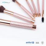 Plastic Handle Nylon Synthetic Makeup Brushes Coffee Color Private Logo Accept