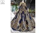 Luxury Navy Blue Tailor Made Prom Dresses Floor Length Beads Tassel Sparkly Lace